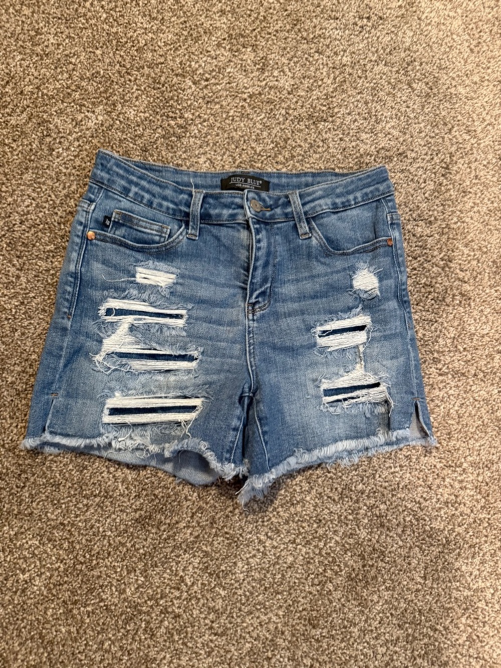 Judy Blue Distressed Denim Shorts - Blue
